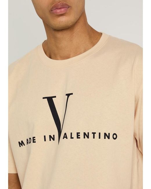 Valentino Garavani Natural Logo-Print Cotton T-Shirt for men