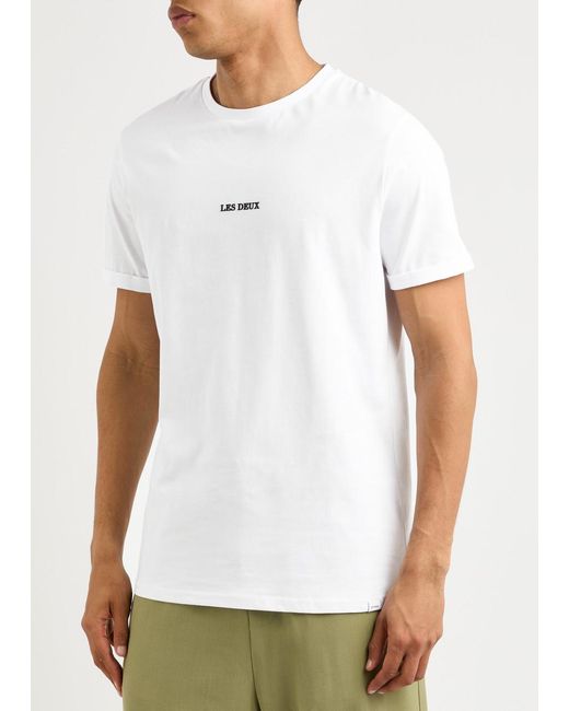 Les Deux White Lens Logo Cotton T-Shirt for men