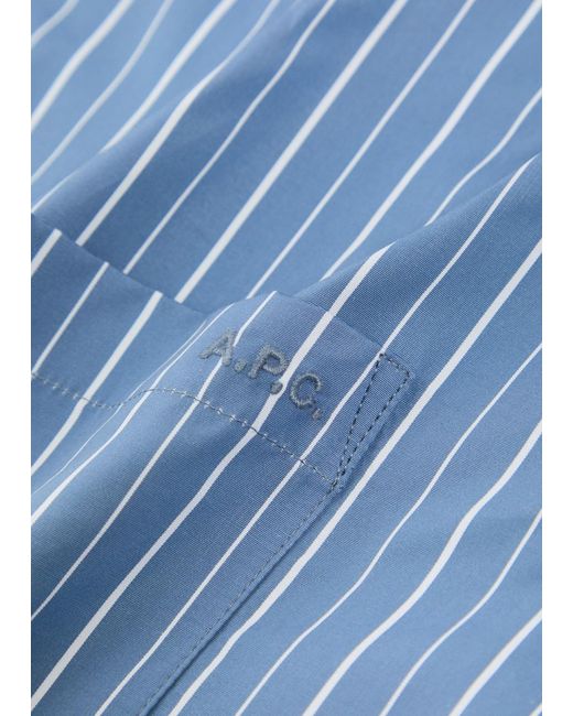 A.P.C. Blue Striped Cotton-Poplin Shirt for men