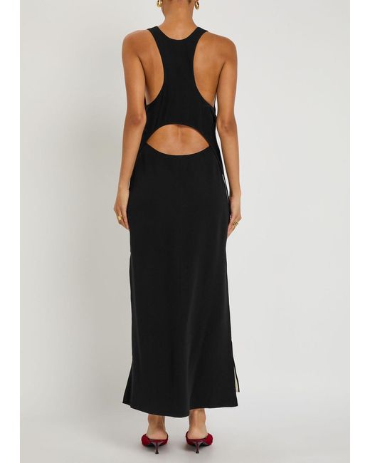 Totême  Black Layered Racer-Back Crepe Midi Dress
