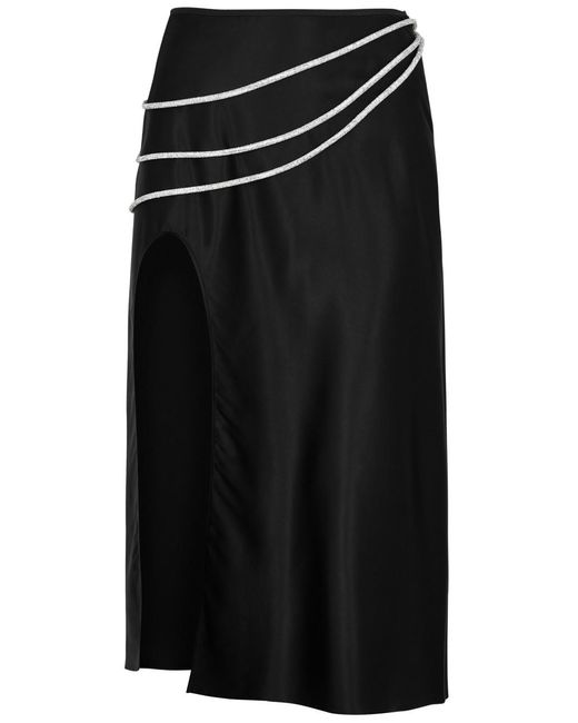 Nue Studio Black Laetitia Stretch-silk Midi Skirt