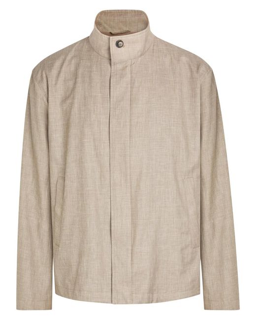Herno Natural Funnel-Neck Linen And Wool-Blend Jacket for men