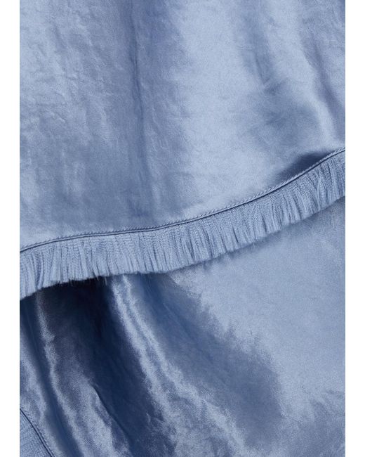 Vince Blue Satin Midi Skirt