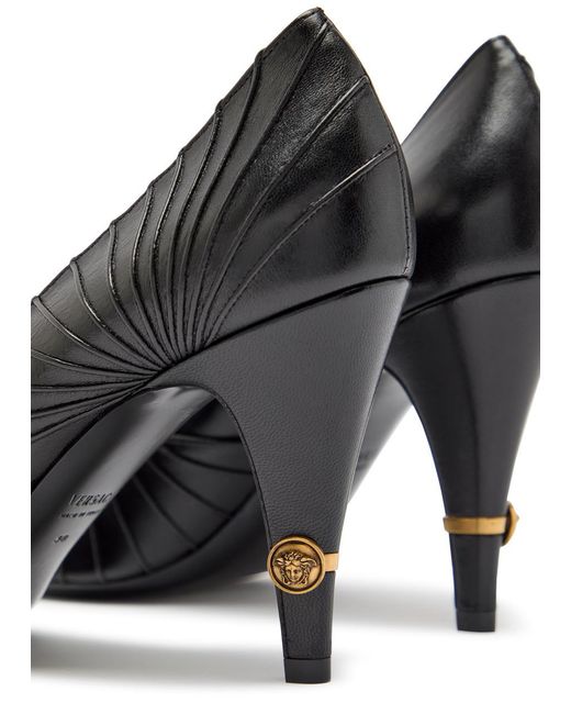 Versace Black 90 Pintuck Leather Pumps