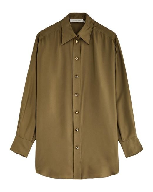 Zimmermann Green Crush Silk-Twill Shirt