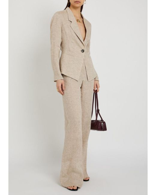 Emporio Armani Natural Fitted Linen-Blend Blazer