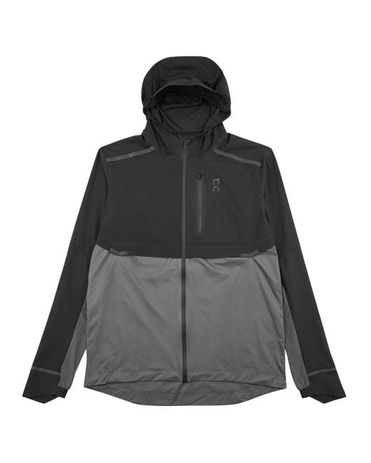 On Running Black Weather Hooded Shell Jacket for men