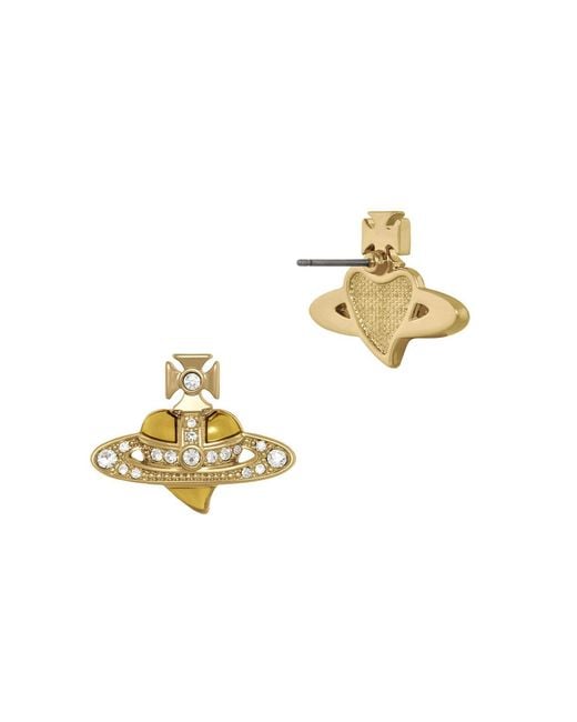Vivienne Westwood Metallic New Diamante Heart Stud Earrings