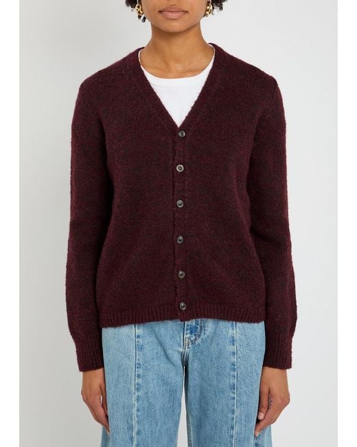 Maison Margiela Red Wool-Blend Cardigan