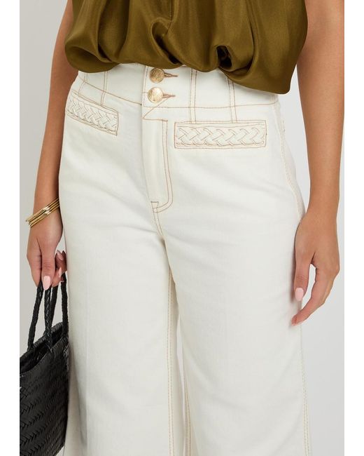 Zimmermann White Roselight Cropped Flared-Leg Jeans