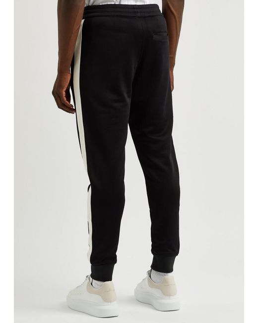 Alexander McQueen Blue Logo Striped Jersey Sweatpants for men