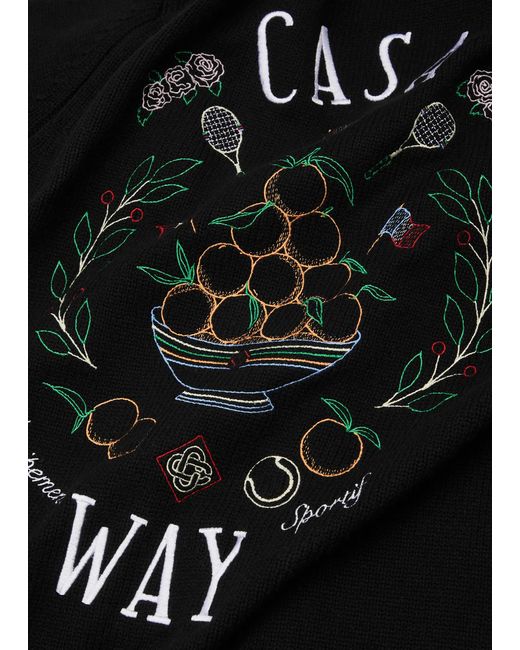 Casablancabrand Black Casa Way Embroidered Wool-Blend Cardigan for men