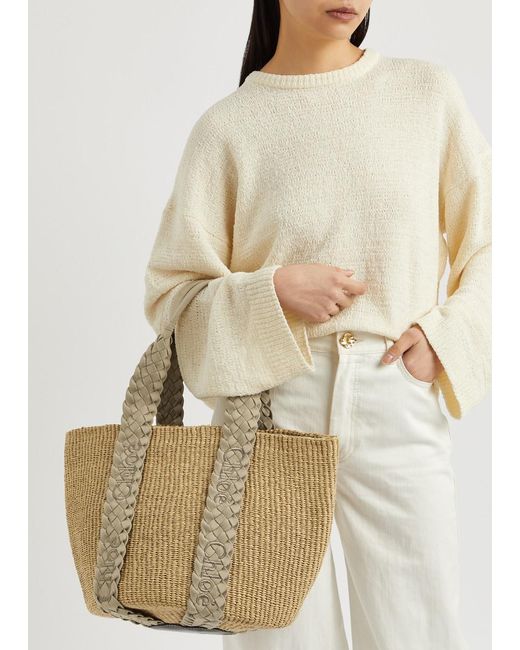 Chloé Natural Woody Large Woven Raffia Tote