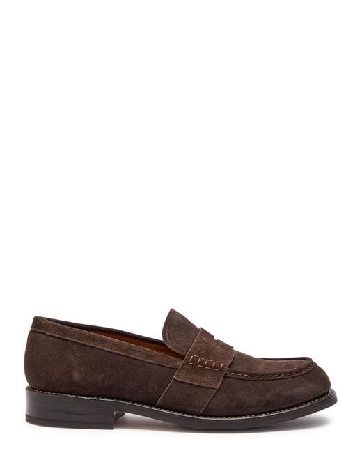 GRENSON Brown Nate Suede Loafers for men