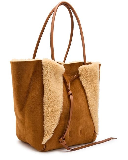 Gabriela Hearst Brown Marija Shearling And Suede Tote Bag