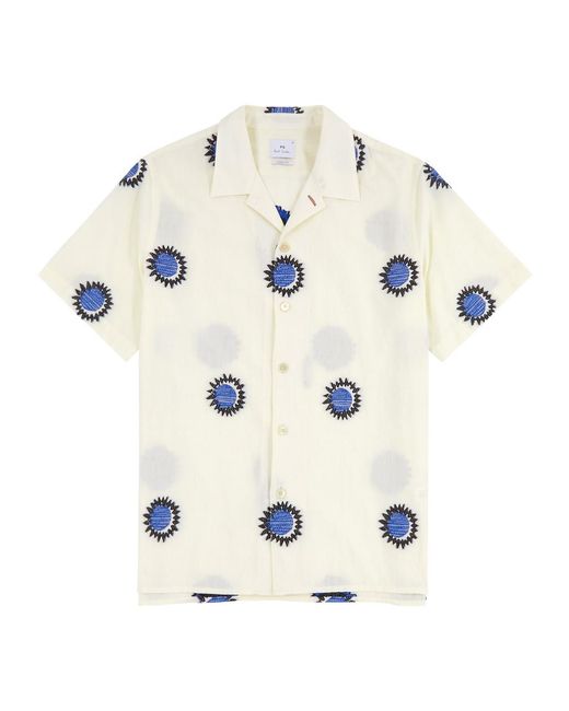 PS by Paul Smith White Embroidered Cotton-Blend Shirt for men