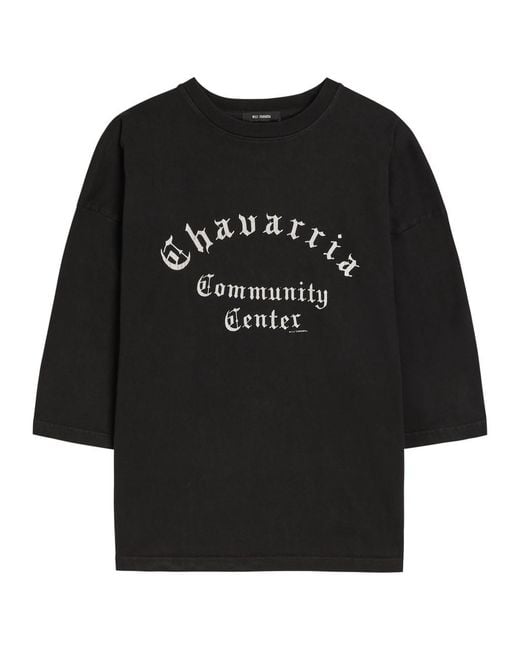 Willy Chavarria Black Buffalo Printed Cotton T-Shirt for men