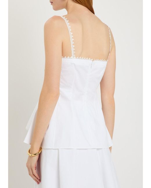 Jacquemus White Le Haut Traversin Peplum Cotton-Poplin Top