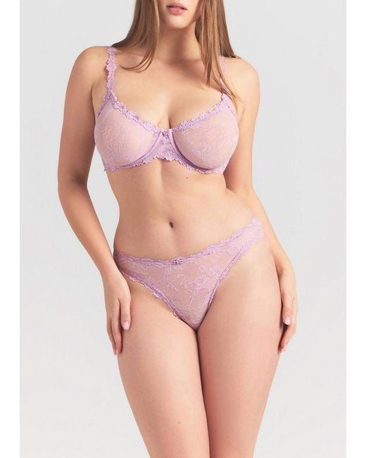 Skims Pink Stretch-Lace Dipped Thong