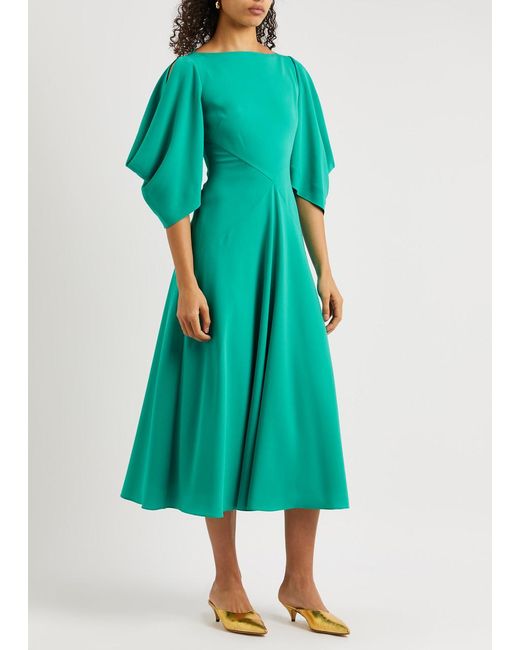 Roksanda Green Leticia Flared Midi Dress