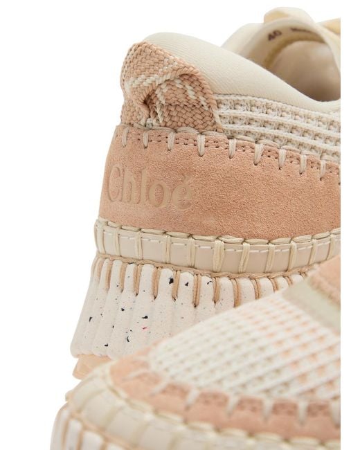 Chloé Natural Nama Panelled Knitted Sneakers