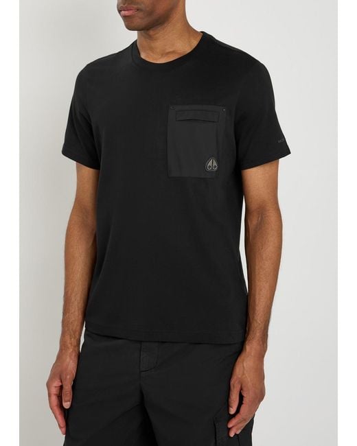 Moose Knuckles Black Dalon Chest Pocket Cotton T-Shirt for men