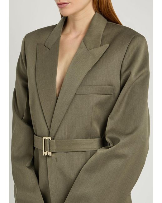 Victoria Beckham Green Belted Twill Blazer