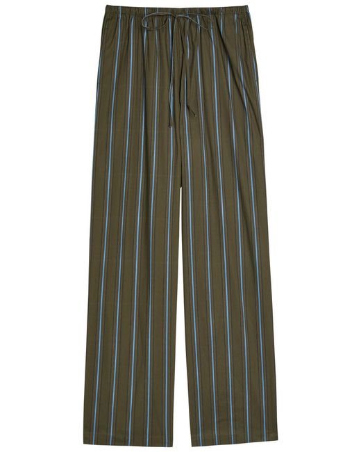 Staud Green Mateo Striped Stretch-Cotton Poplin Trousers