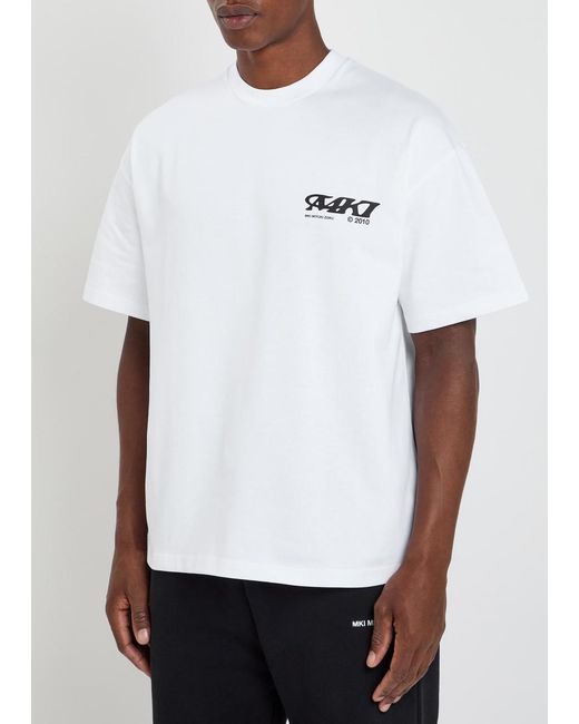MKI Miyuki-Zoku White Stack Printed Cotton T-Shirt for men