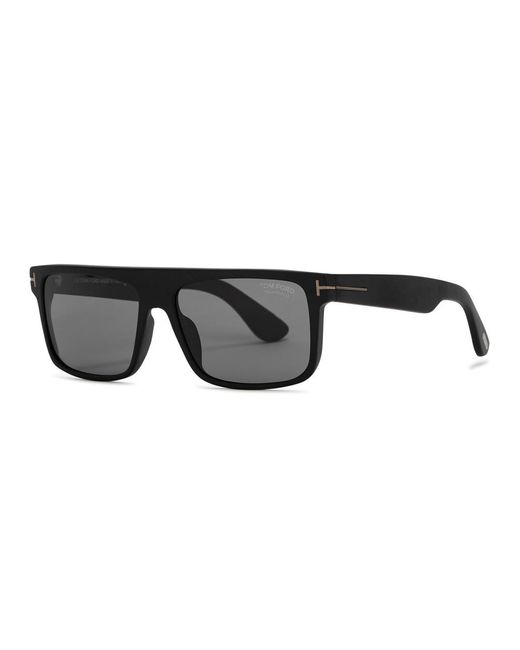 Tom Ford Black Square D-frame Sunglasses Philippe, , Matte, Polarised Lenses, Signature T Insert At Temples, 100% Uv Protection for men