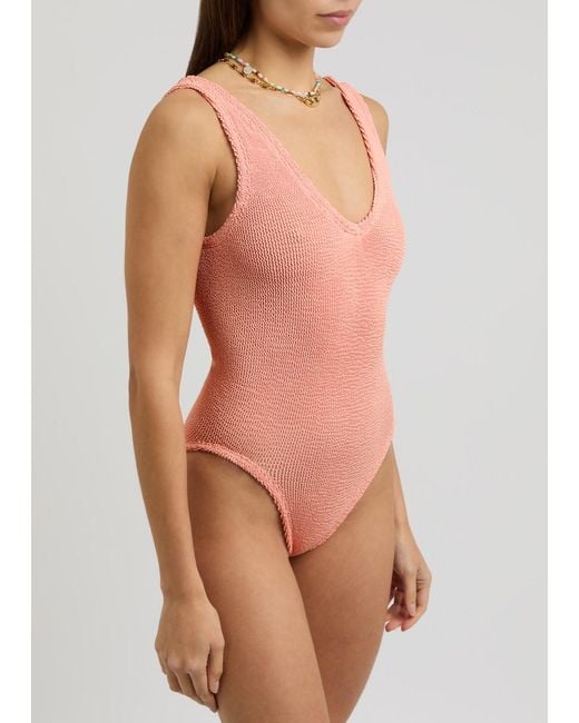 Hunza G Pink Sadie Crinkle Swimsuit