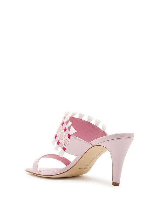 Manolo Blahnik Pink Efeso 70 Embroidered Leather Mules