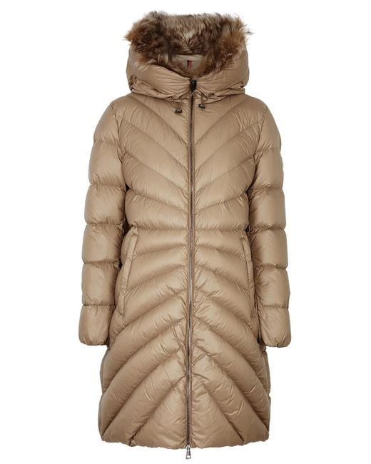 Moncler Natural Chandre Fur-trimmed Quilted Shell Coat