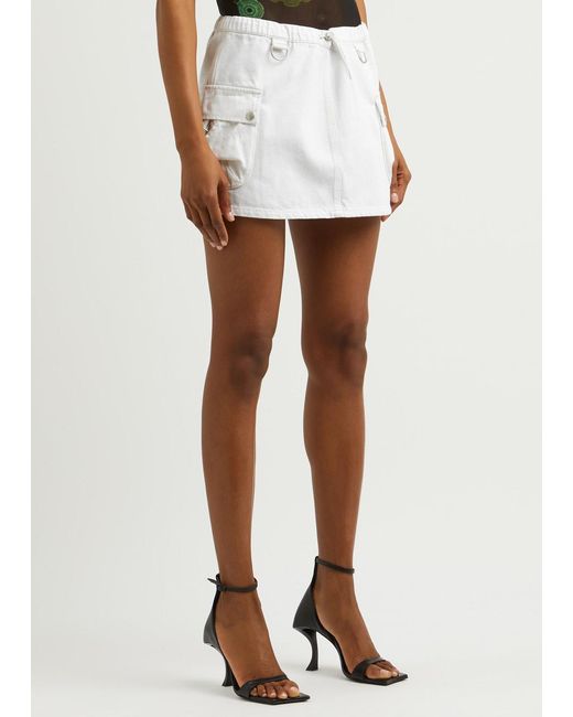 Coperni White Denim Cargo Mini Skirt