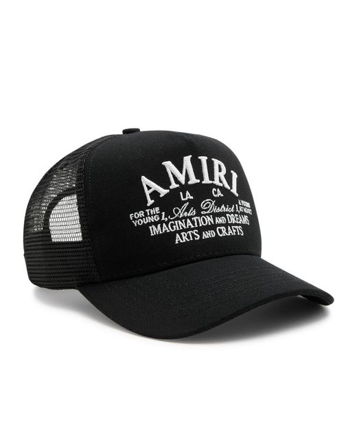 Amiri Black Arts District Logo Canvas Trucker Cap for men