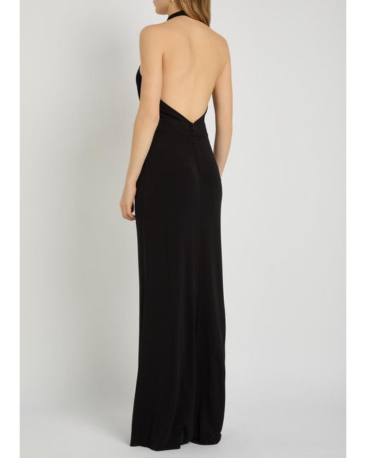Nili Lotan Black Lita Halterneck Stretch-Jersey Gown
