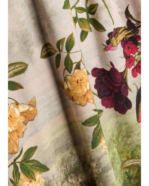 Alice + Olivia Green Delora Floral-Print Jersey Maxi Dress