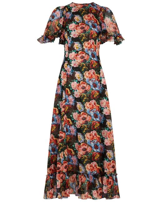 The Vampire's Wife Multicolor Midnight Tremors Floral-Print Cotton Maxi Dress