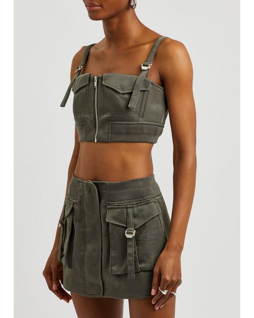 Dion Lee Gray Aviator Cropped Nylon Top
