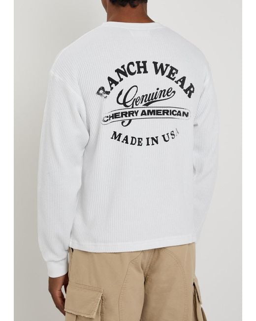 CHERRY LA White Ranchwear Printed Waffle T-Shirt for men