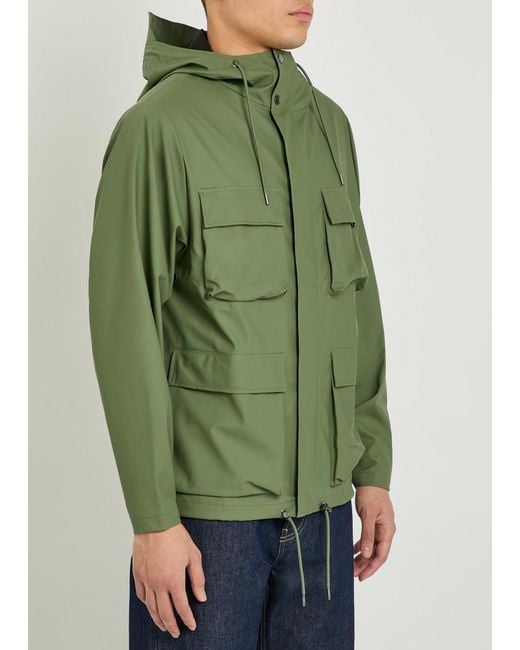 Rains Green Hooded Waterproof Jacket for men