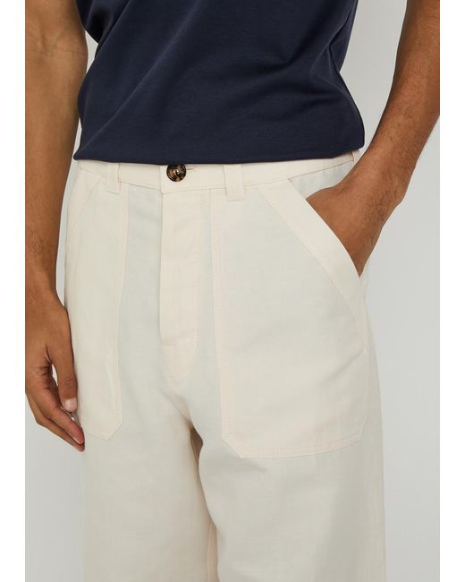 Brunello Cucinelli White Relaxed Linen And Cotton-Blend Trousers for men