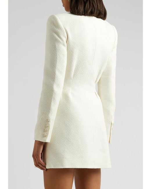 Self-Portrait Embellished Tweed Mini Dress in White | Lyst