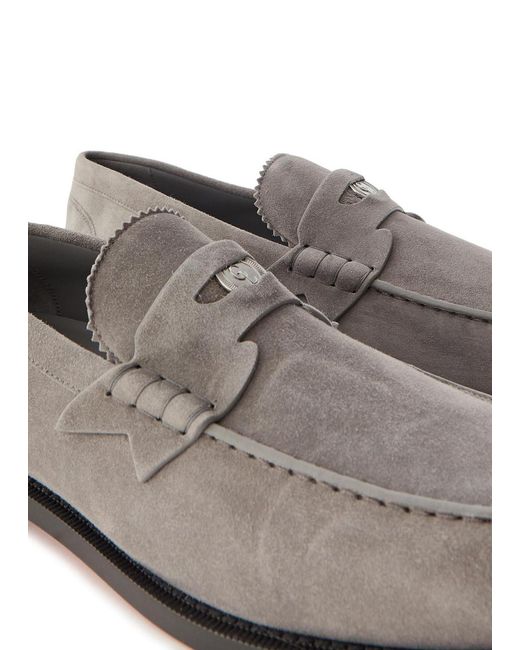 Christian Louboutin Gray The Plato Velour Loafers for men