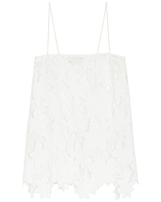 SOLAQUA White Camilla Mini Embroidered Guipure-Lace Top