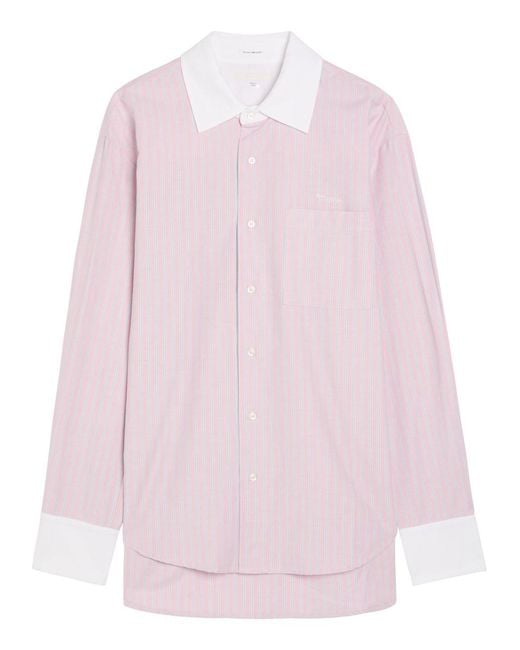 Mother Pink The Room Frenchie Striped Cotton Shirt