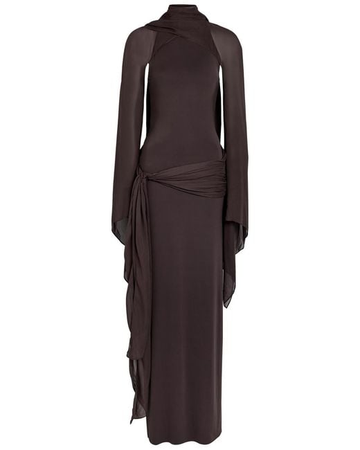 De La Vali Brown Sabela Detachable-Bolero Jersey Gown