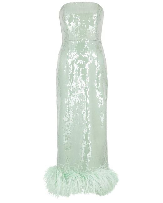 16Arlington Green 16arlington Minelli Feather-trimmed Sequin Dress
