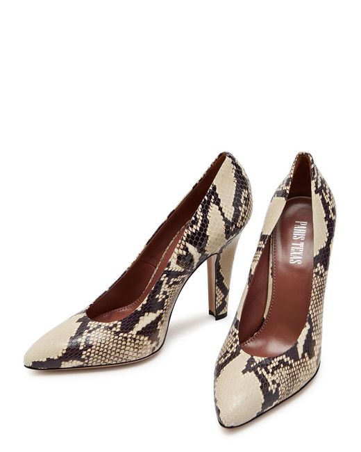 Paris Texas Brown Elsa 100 Python-Effect Leather Pumps