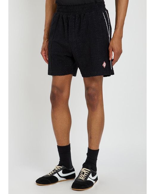Casablanca Black Logo-Monogrammed Terry Shorts for men